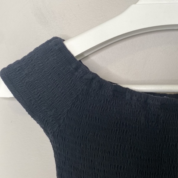 Brandy Melville Black Elasticated Ruched Off Shoulder Crop Top - Picture 4 of 11